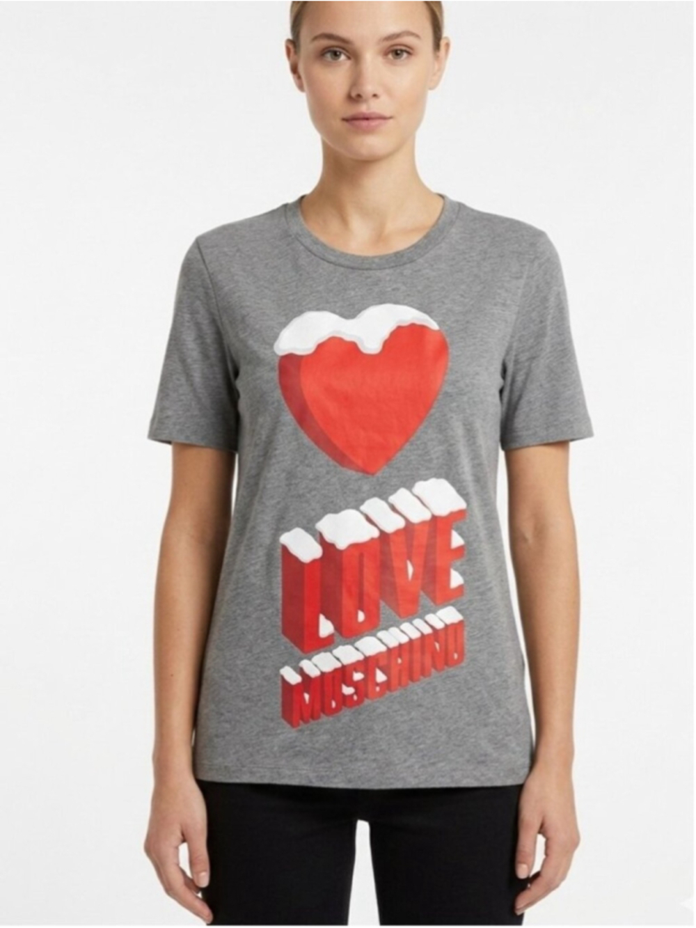 Love Moschino Graphic Heart Piano Keys T-Shirt Gray US 6